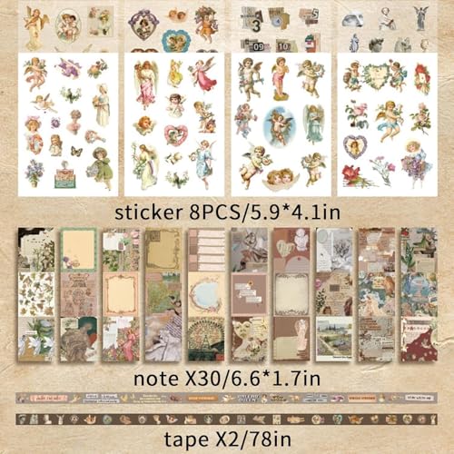 Image of Vintage Aesthetic Paper Scrapbook Kit(346Pcs) Scrapbooking Supplies Kit With Bullet Junk Journal,Stationery,A6 Grid Notebook Journaling Gift For Girl (Star And Art Museum),Multicolor