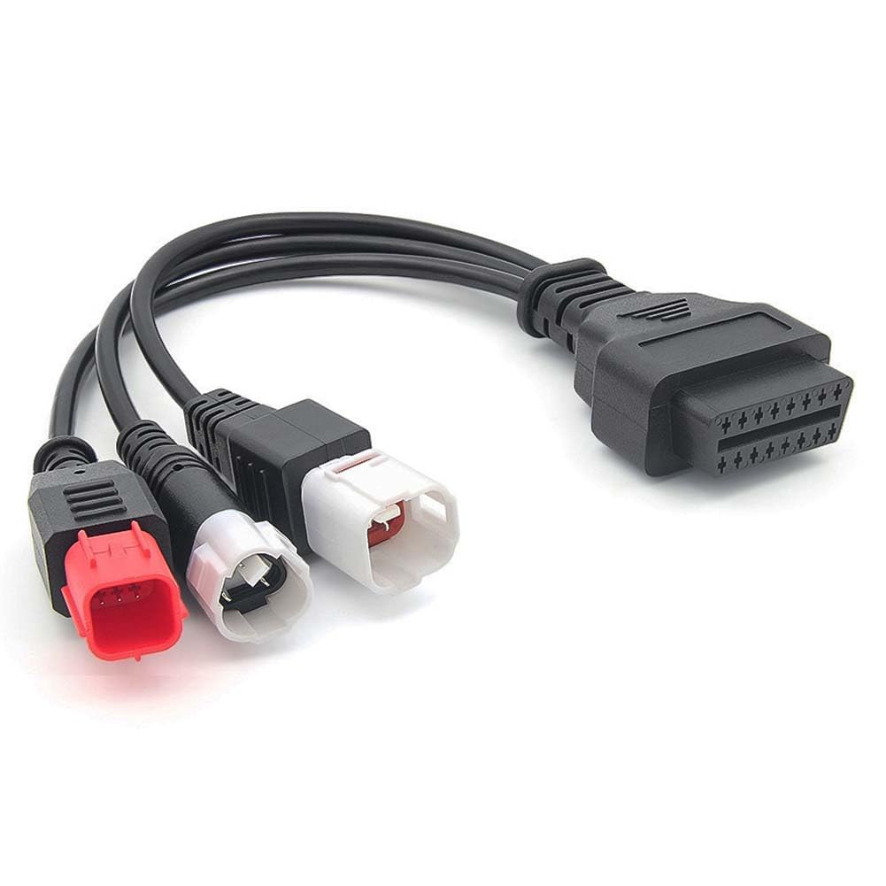 3-in-1 OBD2 Adapter Cable,16 pin to 6 pin 4 pin 3 pin OBD Diagnostic Cable,OBD2 to OBD1 6 pin 4 pin 3 pin Plug Adapter for Yamaha X- MAX T Racer Honda CRF KTM Motorcycle (3-in-1 Red)