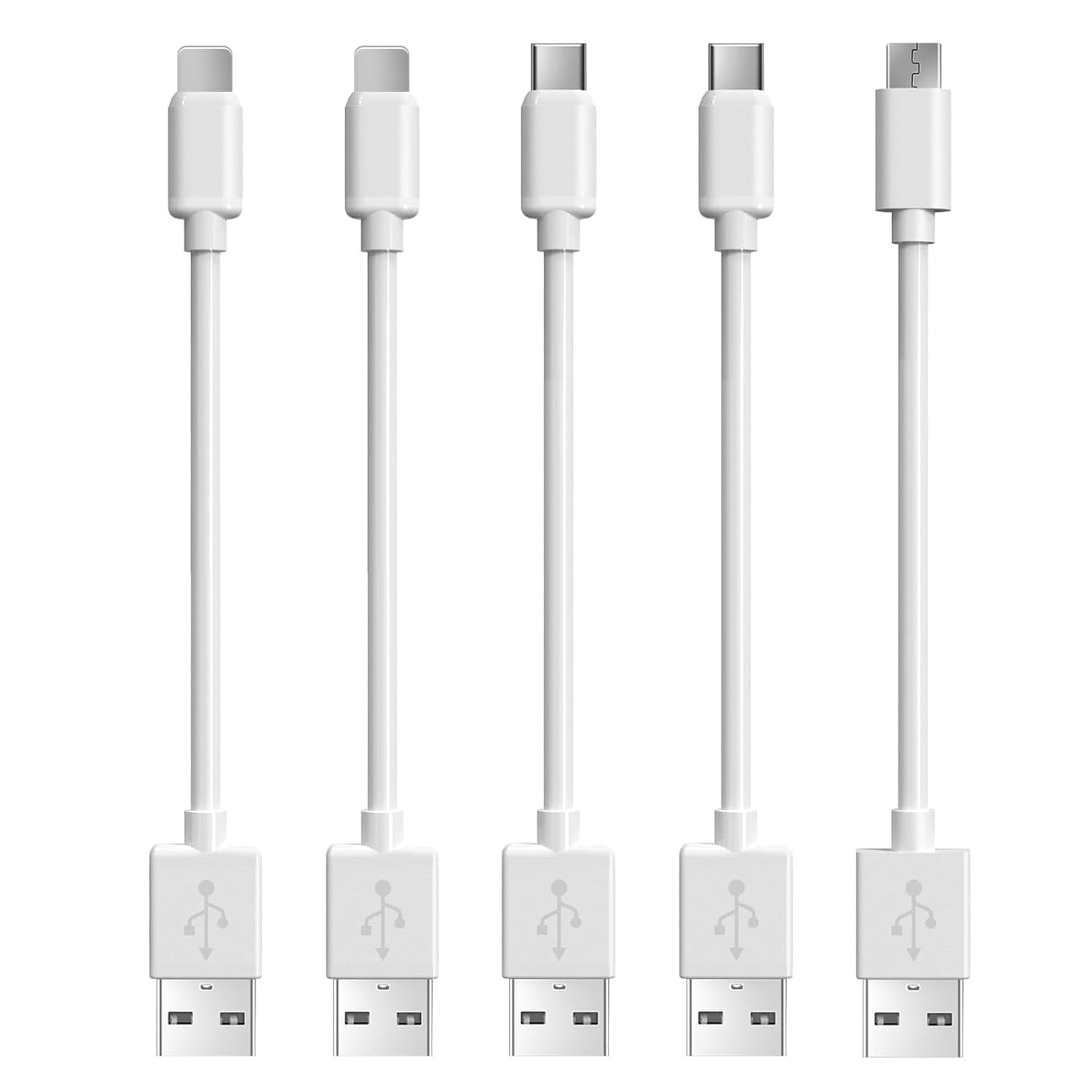CREATIVE DESIGN 10 inch Charge Cable Includes 6 Short Cables.Compatible with iPhone,Android, Tablet,Kindle(White)