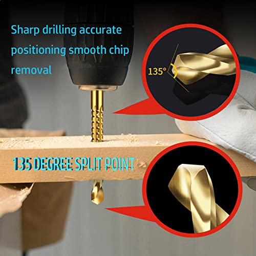 Titanium HSS Twist Drill Bits 3-10mm,8 Pcs Spiral Saw Drill Bit,Serrated Side Cutting Drill for Wood,Metal,Plastic