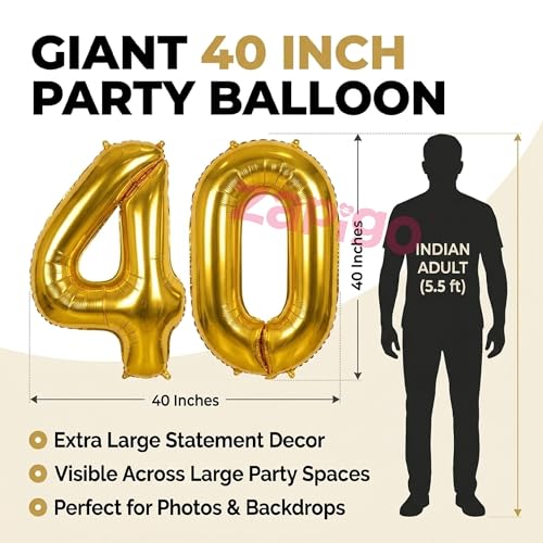 Image of Balloonistics Gold 40-Inch Foil Number 19 Balloon - Helium or Air Fill for 19th Birthday, Anniversary Party Decoration, Photo Booth Backdrop, Cake Table Decor