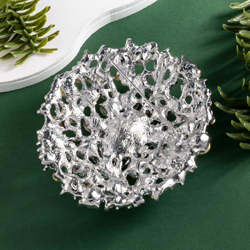 Image of SELOVO Big Large Rhinestone Oval Glitter Brooch Pin Jewelry Accessory Gold Tone