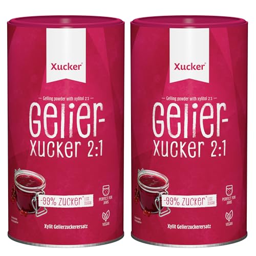 Xucker 2:1 Gelierxucker mit Xylit 2x 1kg - leckere Gelierzucker Alternative mit Birkenzucker I Veganer Gelierxucker von Xucker zum Kochen für Marmelade & Gelees (2 kg, 2:1)