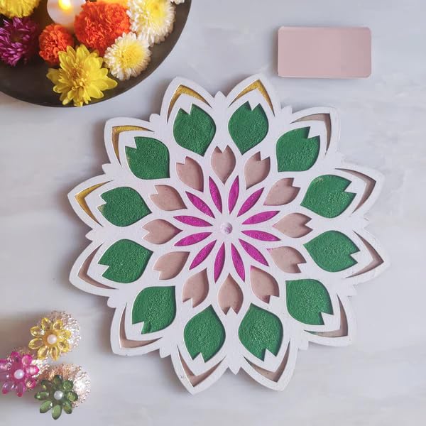 Rangoli Stencils for Door Entrance Rangoli Stencil Template Mats Making Tools Kit Diwali Decoration Items for Home Decor Navratri Pooja Room (12 Inches) (B0DH892JJK) Amazon Price History, Amazon Price Tracker