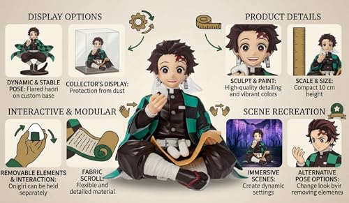 Image of Tanjiro Action Figure Sitting Pose Anime Figurine Collectibles for Car Dashboard Home Decoration 12 cm Collectible Demon Slayer Character Statue Gift for Fans Anime Lovers (Sitting Tanjiro)