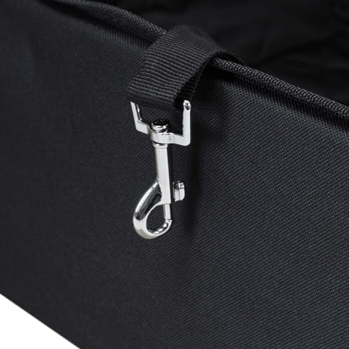 WilTec Autositz für kleine bis mittlere Hunde 100x45 cm mit Sicherheitsgurt, Hundesitz für Vordersitz und Rücksitz, Schwarz
