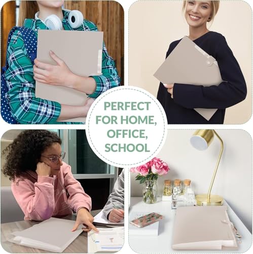 SKYDUE Dokumentenmappe A4, Mappe Mit 8 Fächern, Fächermappe A4 Mit Etiketten, Tragbar Ordnungsmappe Mappen Ordnersystem, Document Folder Für Zuhause, Büro, Schule Und Auf Reisen (Beige)