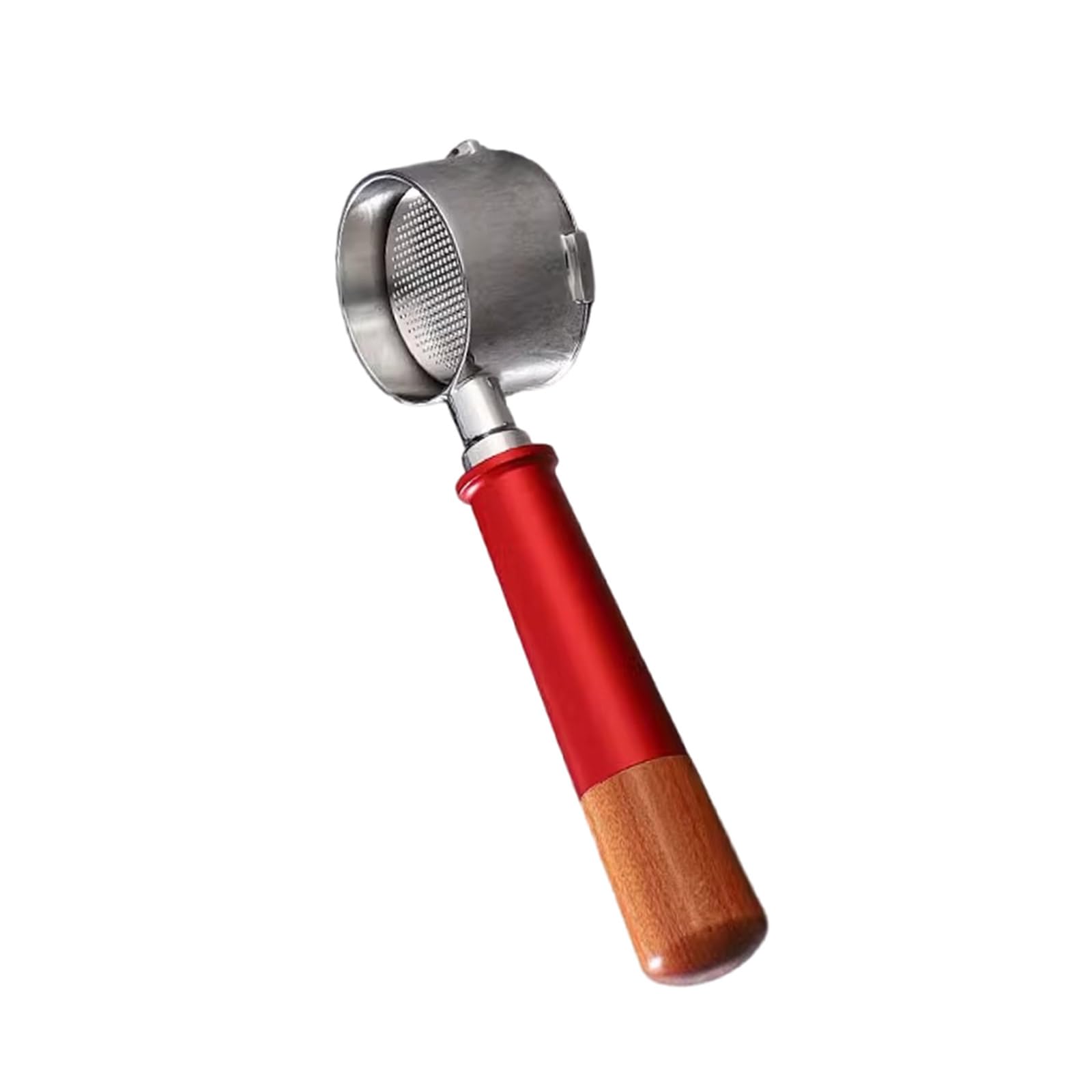 MALSSE Machine Bottomless Filter with Wood Handle Stainless Steel Espresso Maker Portafilter for Home or Commercial Use Espresso Handle