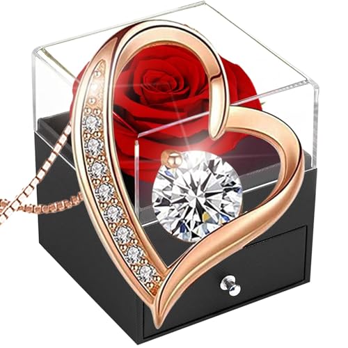 Ewige Rose Geschenkbox Rote,Infinity Rosen Rosegold Damen,Konservierte...