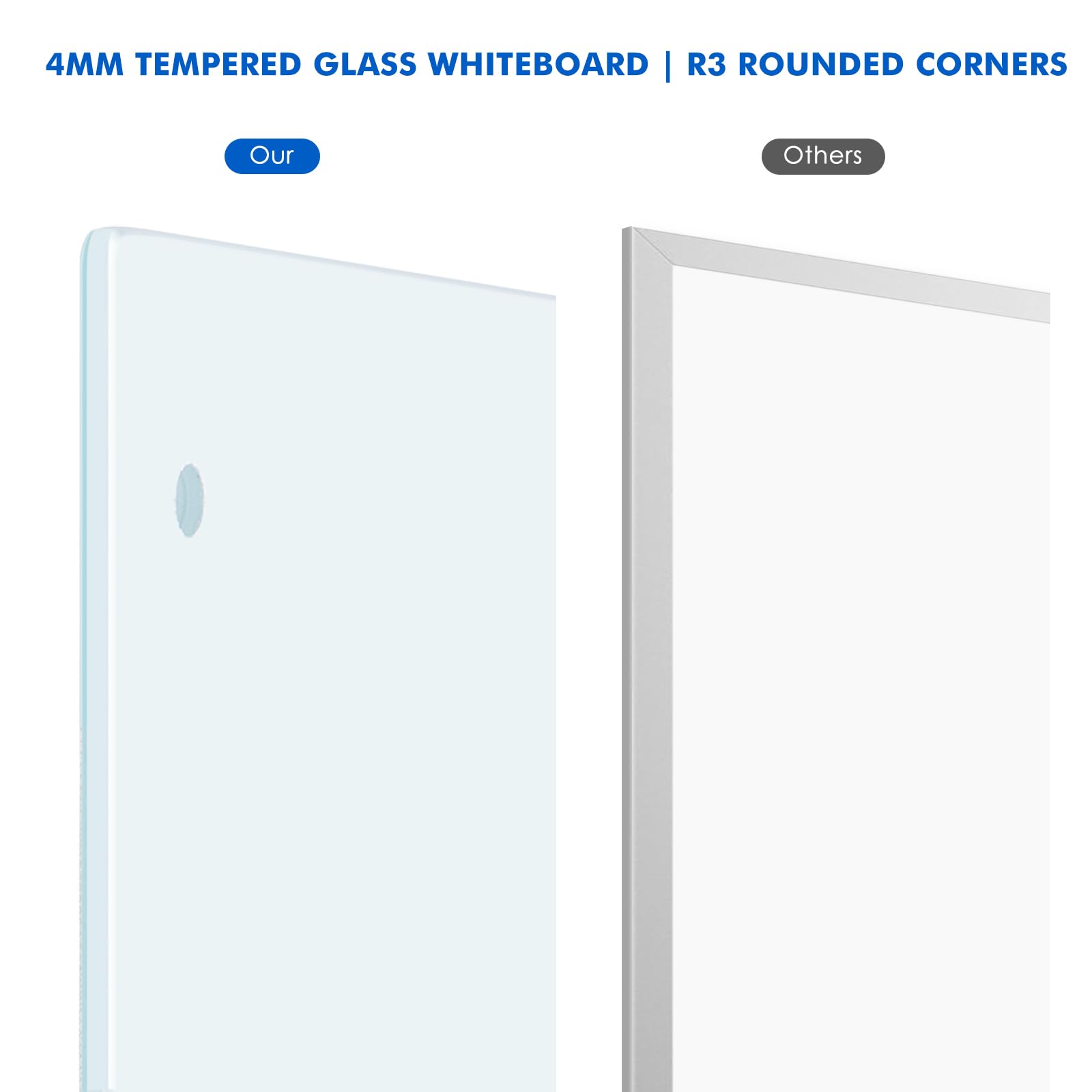 maxtek Lavagna Cancellabile in Vetro Temperato, 90 x 60 cm Lavagna Magnetica da Parete, Senza Cornice Scrivibile Whiteboard, Bacheca Facile da Montare per Ufficio, Scuola, Casa