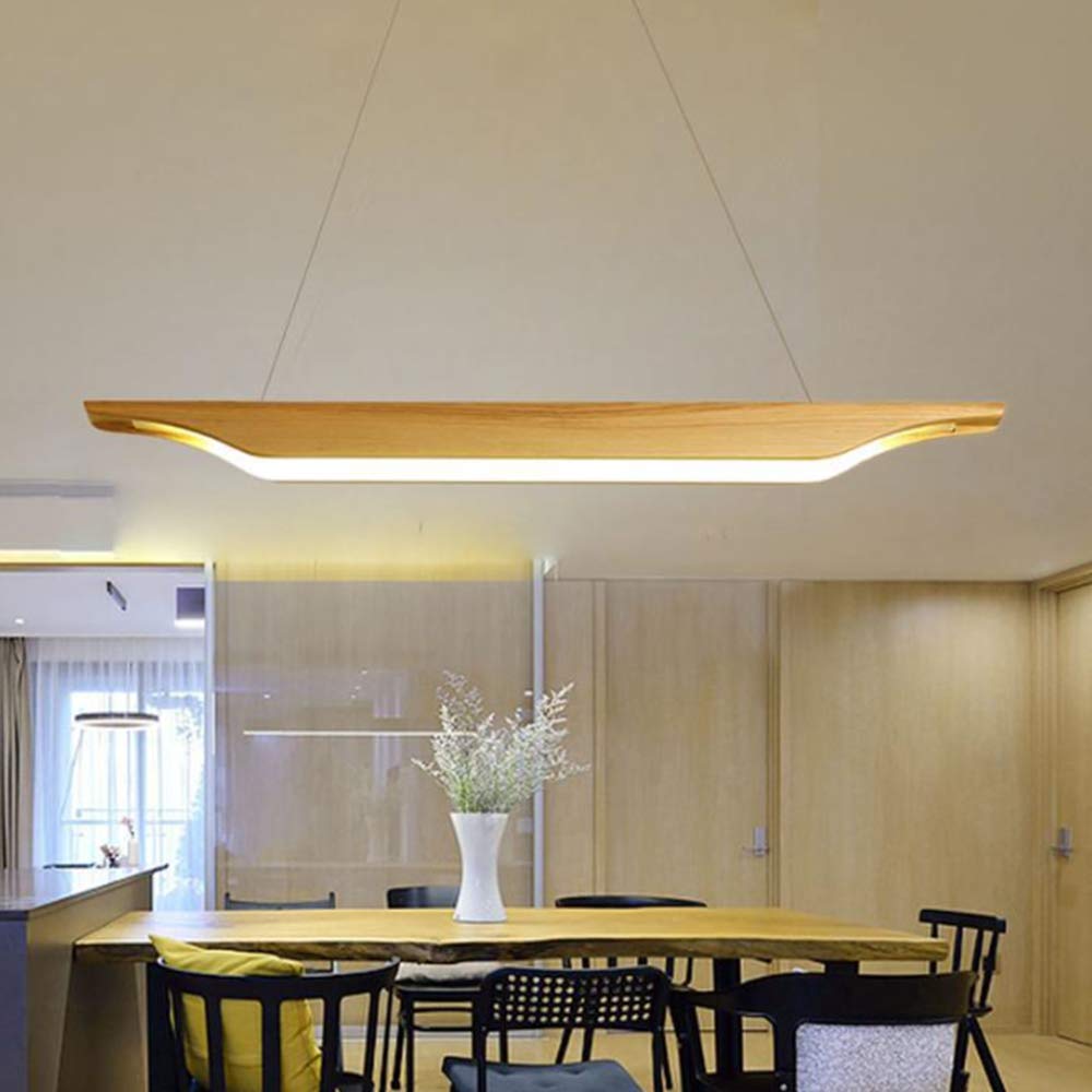 Nowoczesny drewniany żyrandol LED w stylu japońskim prosty drewno jesionowe z akrylowym kloszem nadaje się do biura, restauracji, stołu jadalnego, kawiarni, gabinetu, lampy
