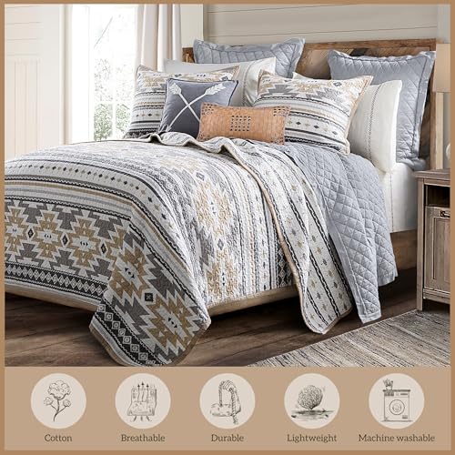 Image of Paseo Road Desert Sage 3 Piece King Aztec Rustic Western Bedding Quilt Set