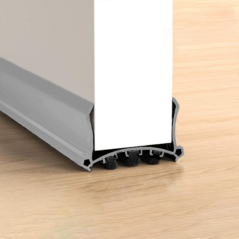 Cotensta 96cm Gris Burlete Bajo Puerta, con Escoba para Puerta Autoadhesivo, para Puertas de 3,5 a 5,5 cm de Grosor y Espacio Inferior de 0,3 a 2 cm (Gray)