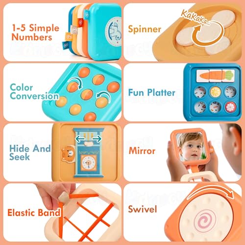 Image of Kidology Montessori Busy Board for Toddlers | 8 in 1 Sensory Activity Busy Cube Travel Toy for 1-3 Year Old Boys & Girls | Fine Motor Skills Learning Toy | Screen Free Educational Gift for Kids