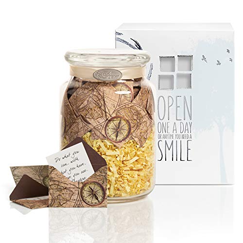 KindNotes Glass Keepsake Gift Jar with Blank Papers to Write-Your-OWN Messages - Time Travel Ivory
