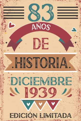 83 Años De Historia Diciembre 1939: Libro de visitas, cuaderno, 110 páginas de felicitaciones, idea de regalo, regalo Para la esposa, novia, mujer, La madre