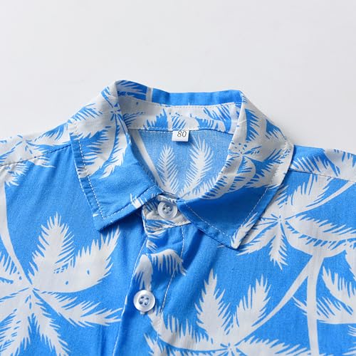 Image of KISBINI Toddler Boys Summer Clothes Set Hawaiian Cotton T-Shirt and Shorts Set Dinosaur Sharks Clothing Set