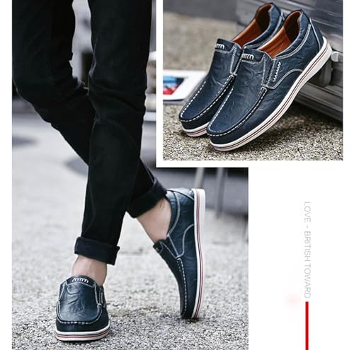 Men's Genuine Leather Slip-On Loafers,Leather and Rubber Outsole Work Shoes,Stylish Sneakers for Recreational Driving3