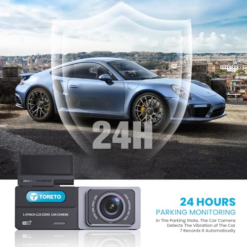 Image of Toreto Dash Eye 1X Car Dash Camera with 2K Real QHD, 1080P Full HD Recording, 24H Parking Monitoring, WiFi App Control, Night Vision, G-Sensor, 1.47 inch LCD Display, Smart Collision Detection
