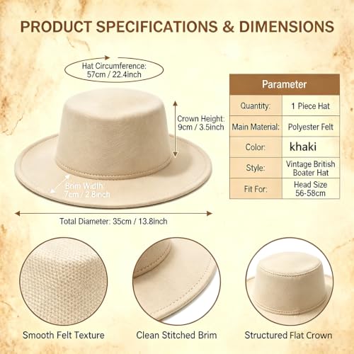 Image of Fedora Flat Hat Classic Wide Brim Cap Panama Style Jazz Hat for Wedding Party Talent Performance Xmas Gift Unisex