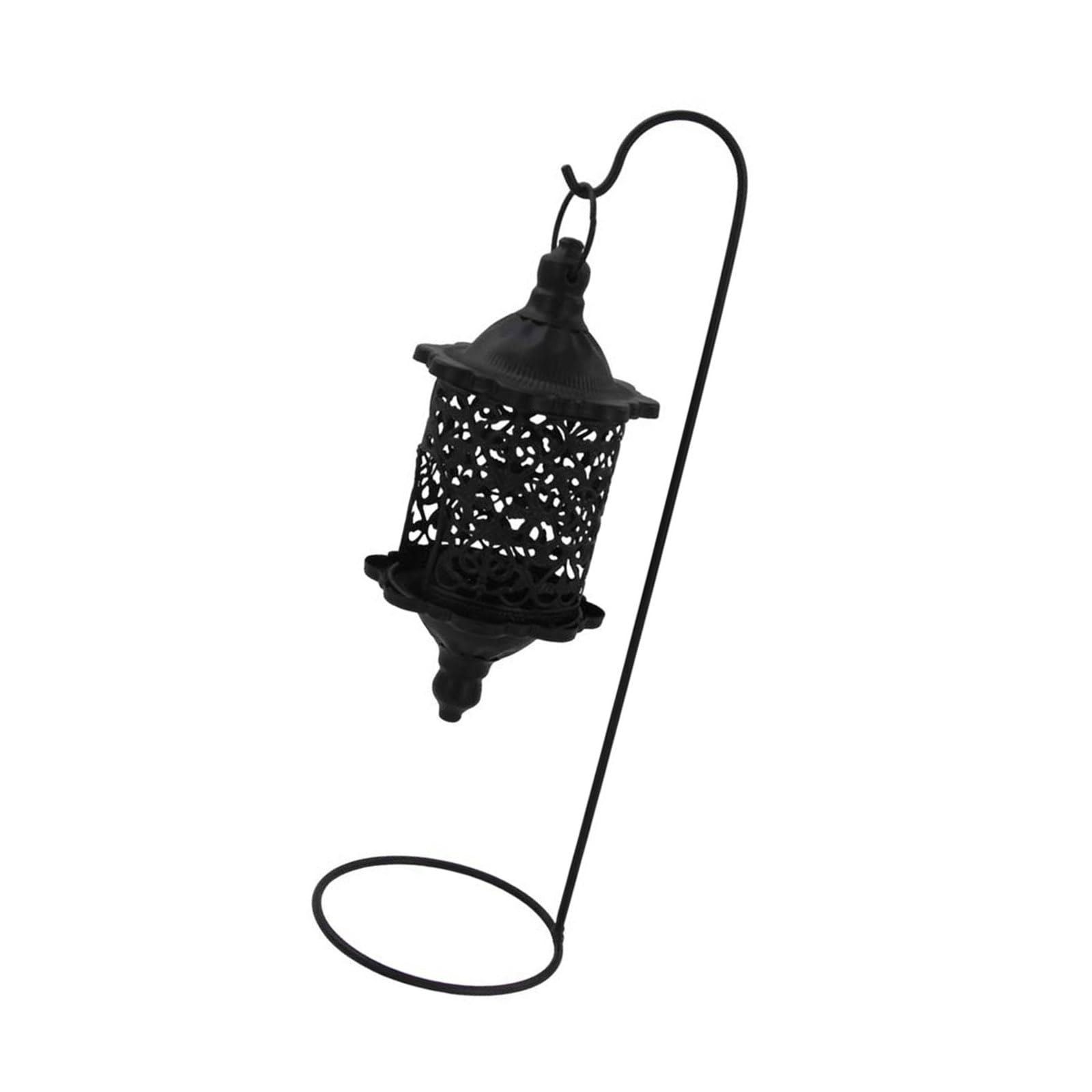Buxuaaaa Decorative Iron Birdcage Tealight Holder Stand with Hollowout Motifs for Outdoor Indoor Ambiances Lighting Wrought Iron Hanging Stand