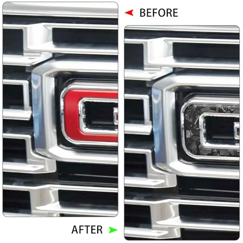 Image of QianBao 5.9''x3.8'' Compatible with GMC Vinyl Wrap Emblem Wrap Kit Logo Sticker with Plastic Squeegee and Cutter DIY Decals 9Pcs Black Forged Carbon Fiber
