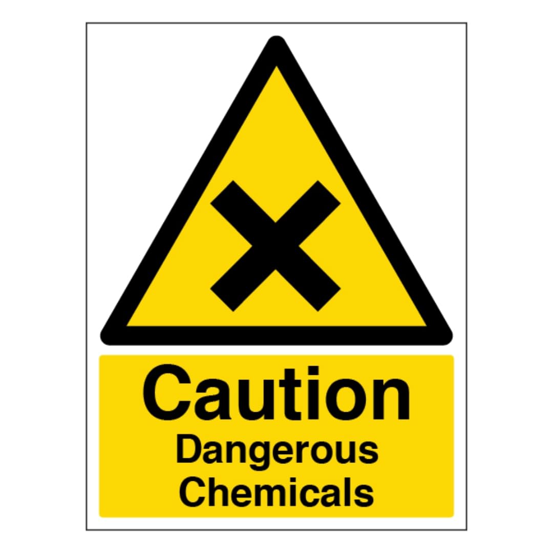 V Safety Caution Dangerous Chemicals - Portrait 200 x 300mm - 3mm Aluminium Composite Safety Sign