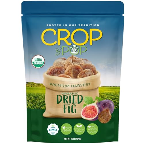 CROP BY POP - Organic Sun-Dried Turkish Smyrna White Figs (16oz, 1 LB)