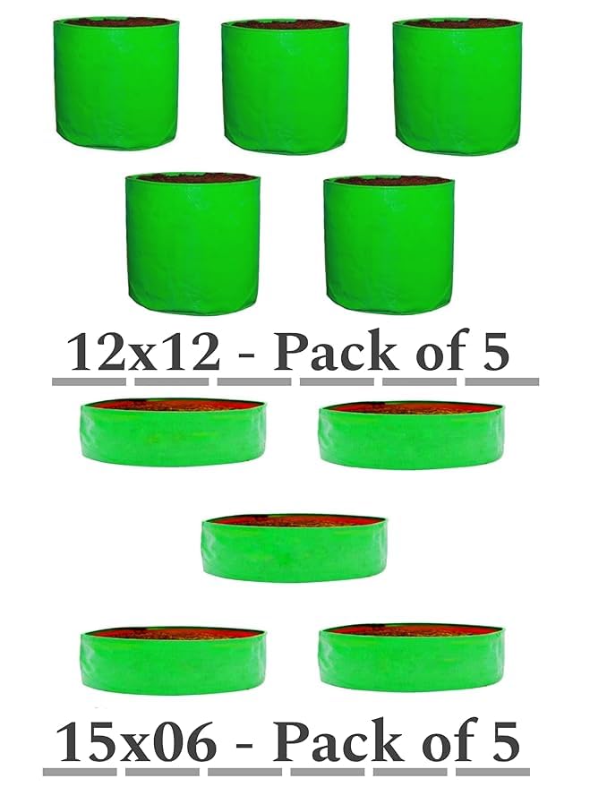 Image of Grow Bags 12x12 inch 5 Peace 15x6 inch 5 Peace,Terrace Gardening, Vegetable, Fruits Planting Bags Combo Pack (10.)