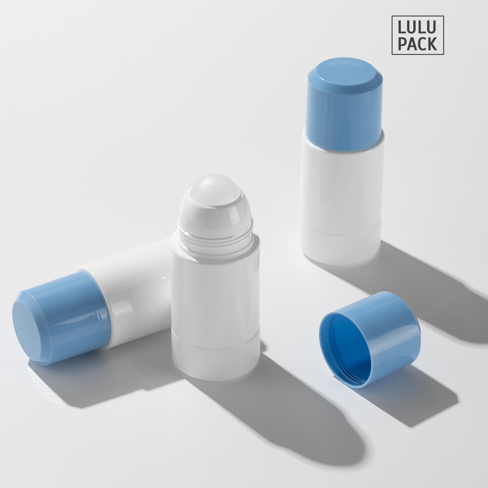 Rollerball vacío 75ml contenedor aceite esencial desodorante Roll On botellas aplicador recargable paquete de 3