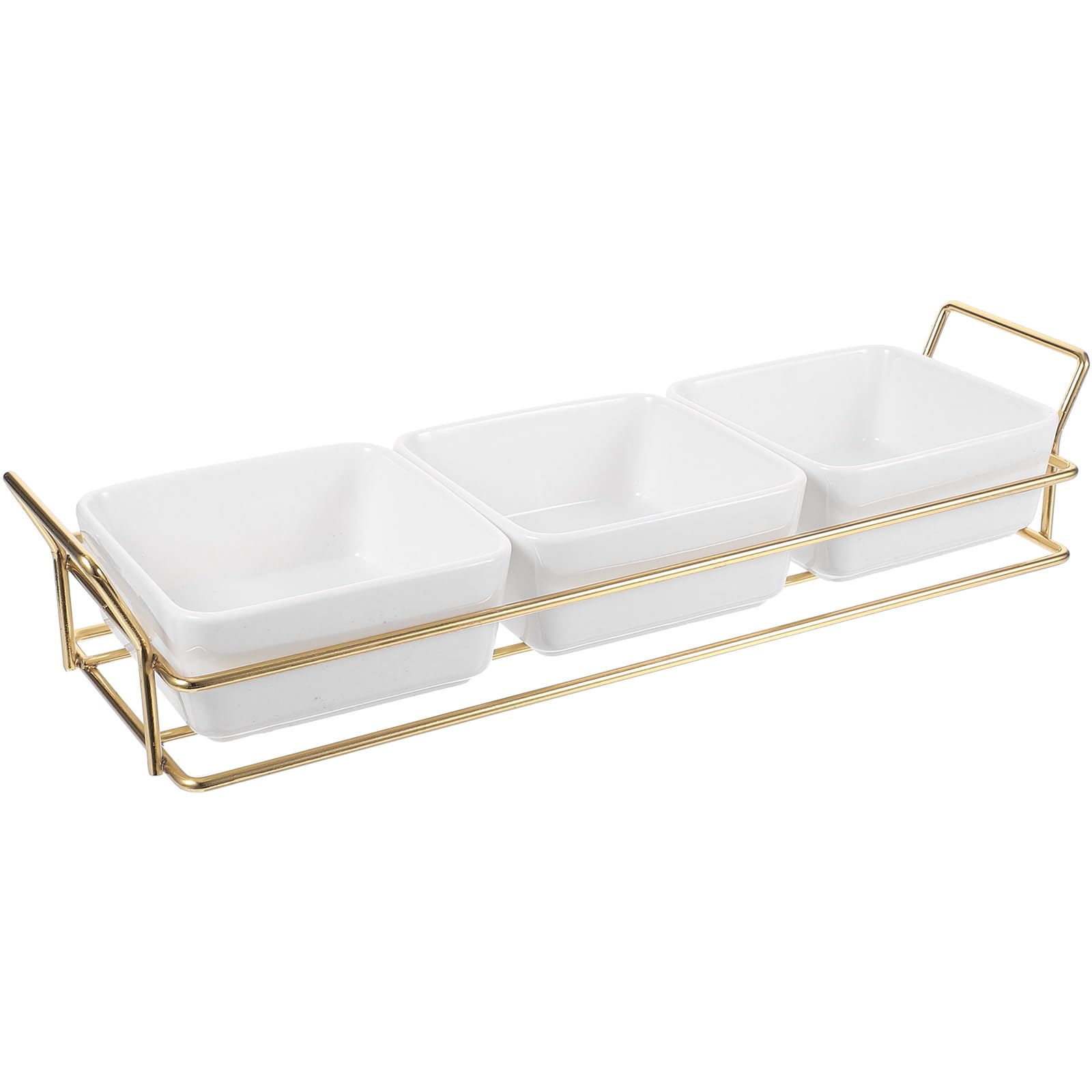 SHINEOFI Vassoio per Snack in Ferro e Ceramica, Piatto Porta Frutta e Dolci Design Chic, Stabile per Casa e Feste, Set