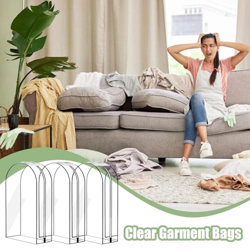 Clear Garment Bags - Hanging Clothes Storage | Closet Suit Cover Organizer | Gusseted Garment Bags With Zipper, Thickened Suit Storage Bags, Clothes Cover For Coats And Shirts3
