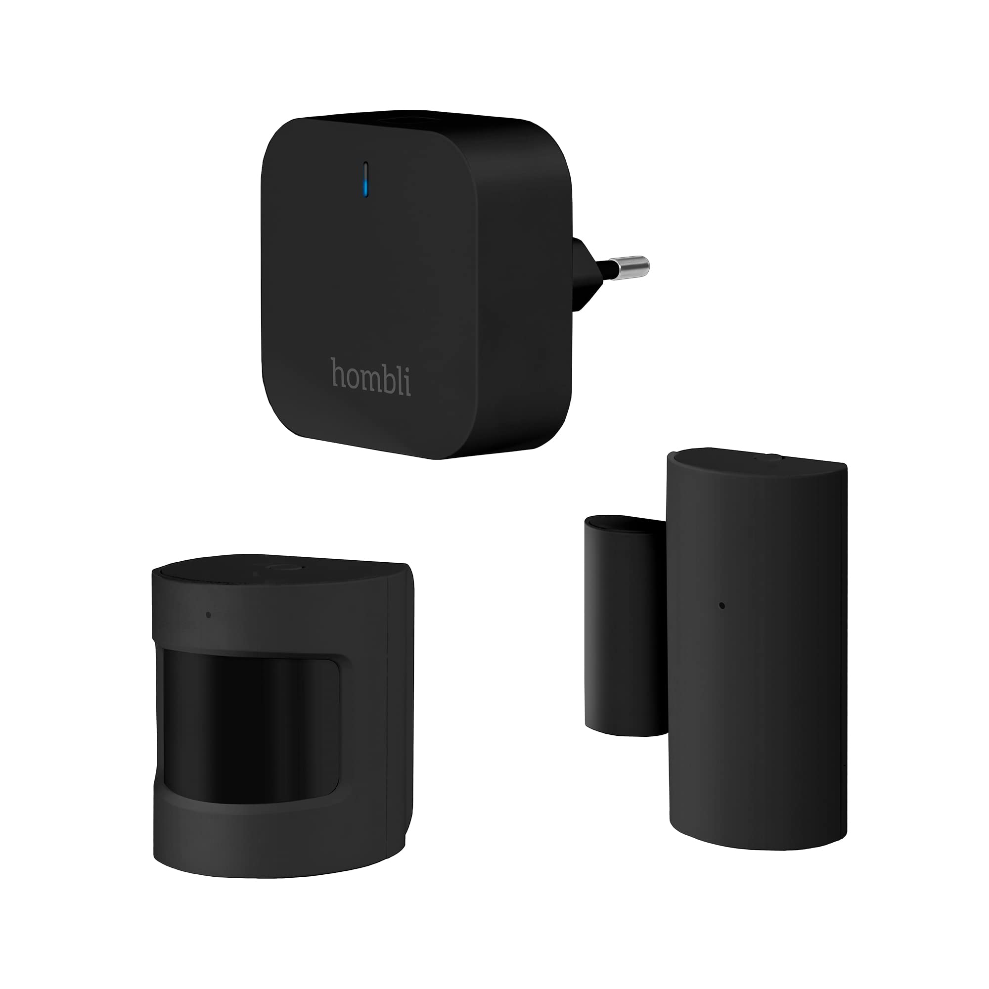 Hombli Smart Bluetooth Kit, Bridge, Bewegungsmelder, Kontaktsensor, 50 m WiFi-, 90 m Bluetooth-Reichweite, kompatibel mit Google, Alexa, Siri, Schwarz | Bewegungs- und Kontaktsensor, App-Steuerung, kompatibel mit Alexa, Google, Siri, niederländische Marke