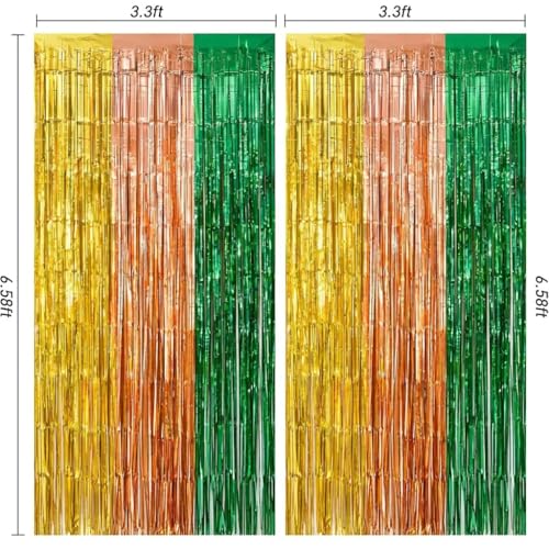 Image of Hawaiian Luau Party Decorations, 2 Packs Tropical Theme Hawaiian Foil Fringe Curtains,3.3 X 6.6 ft Aloha Photo Backdrop Streamers for Tiki Bar Pineapple Summer Beach Pool Party Decor