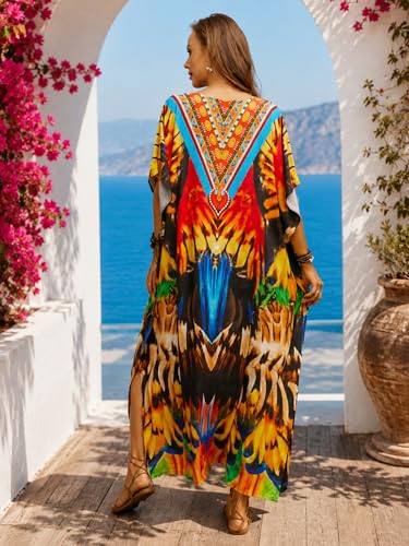 Image of Kaftan Dresses for Women Plus Size Bathing Suit Cover up Caftan Maxi Beach Dresses