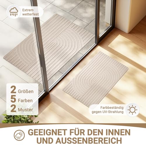 Tuocal Fußmatte 40x60cm, rutschfeste Maschinenwaschbare Schmutzfangmatte, Teppich Wohnzimmer Innen und Außen Türmatte, Wasserdicht Fussmatte für Eingang, Flur, Haustür