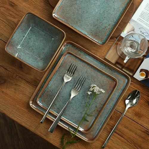 Golonger Quadratisches Melamin-Geschirr-Set, 12-teilig, quadratische...