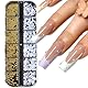 1 Schachtel Halbperlen Nail Art Charms, Charms Nägel, Klein Edelstahl-Perlen, Halbrunde Perlenkugeln Nail Charms, Nail Art Deko, Nagel Schmuck, für DIY Schmuckdekoration Nagel Dekorationen