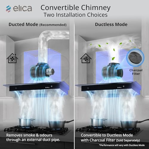 Image of Elica 90cm 1600 m3 /hr BLDC Filterless Autoclean Kitchen Chimney with FULL GRILL |15 Yrs Motor WARR |FLAT FL 900 MAX BLDC HAC LTW MS NERO | Black| 9 Speed Touch Control with RPM Display + Motion Sensor