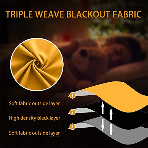 Image of Blackout Tier Short Curtains-Yellow-34x36