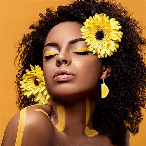 MALOYANVE 3D Lemon Earrings for Women Resin Funny Lifelike Handmade Lightweight Tangerine Petal Lemon Slice Fruit Dangle Earrings Fashion Party Birthday Gifts Jewelry2