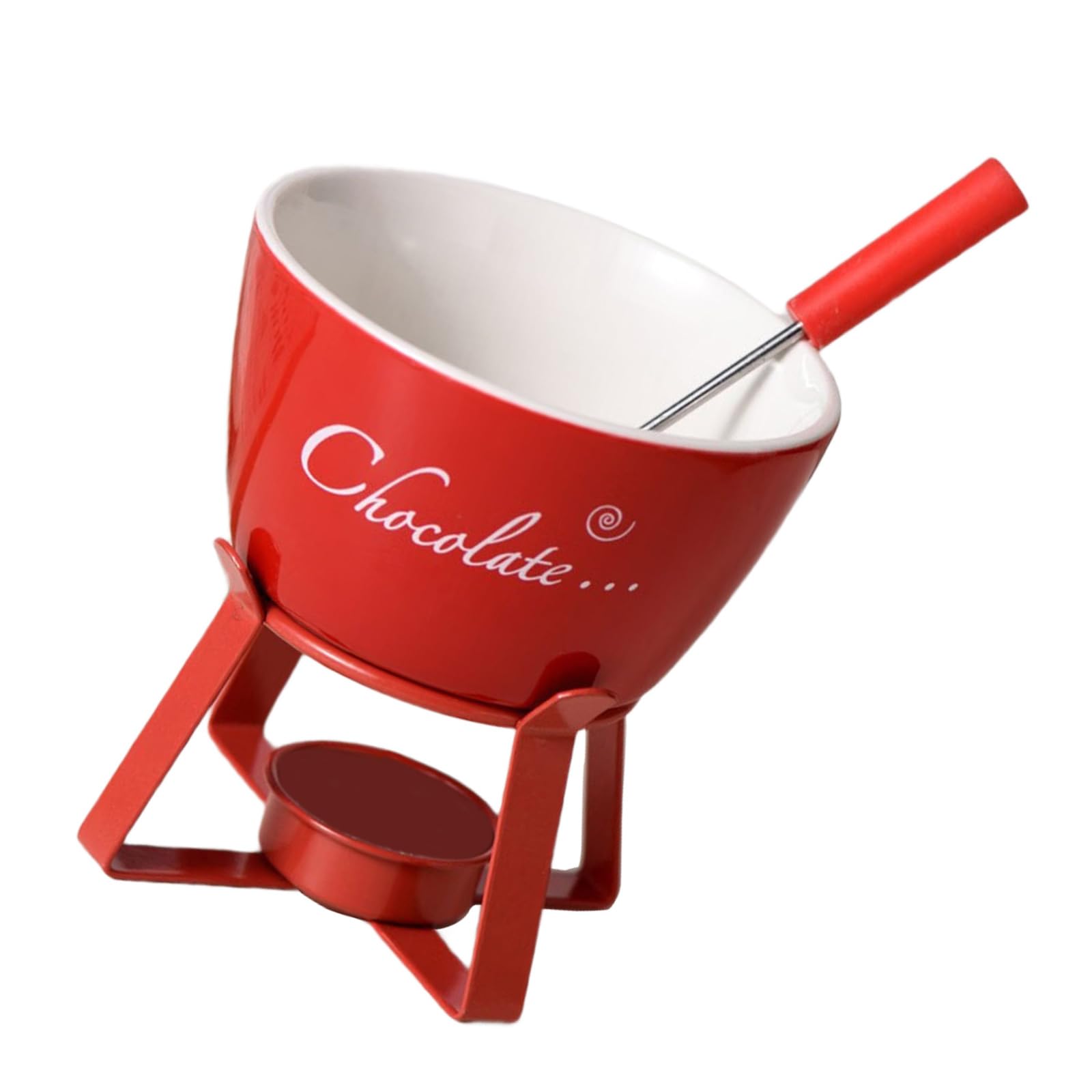 Shurhome Fondue Pots Set Tealight Porcelain Melting for Cheese Chocolate Butter Caramels Ceramic Butter Warmers with Fork Electric Fondue Set with Forks