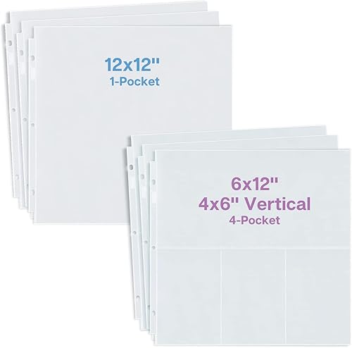 Dunwell Páginas de repuesto para álbumes de recortes de 12 x 12 pulgadas, paquete de 25 unidades, 1 bolsillo súper pesado y (formato mixto, 25