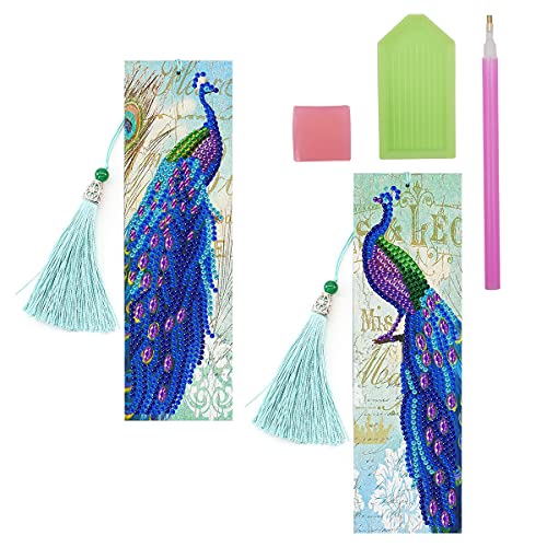 2 Stücke Diamond Painting Lesezeichen,Liwein Diamond Art Painting Bookmark Strass Stickerei Lesezeichen für Kinder Erwachsene Anfänger Geschenk Diamond Painting Lesezeichen Cover