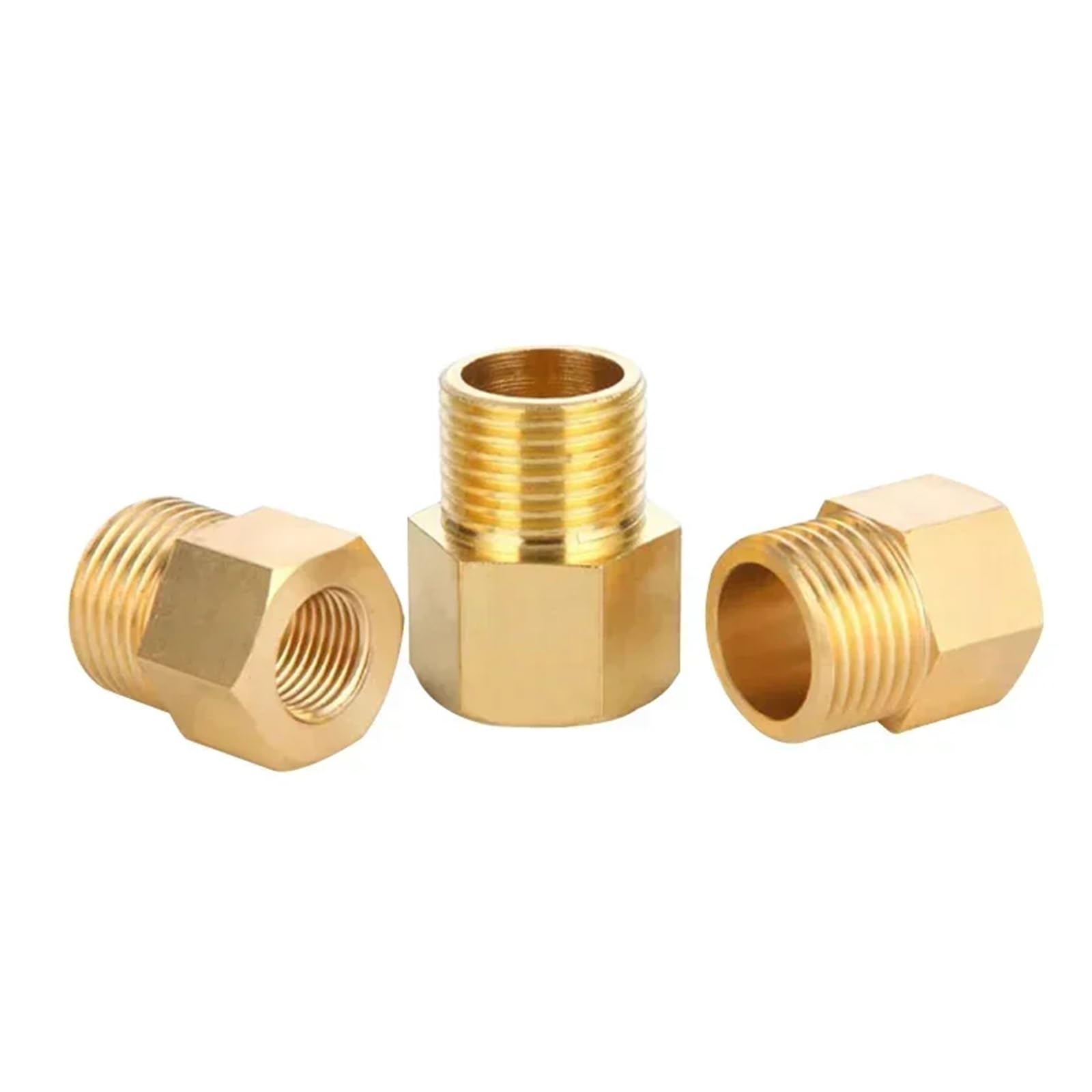 10 conectores de tubería de latón con buje hexagonal de rosca macho a hembra de 1/8", 1/4", 3/8" y 1/2".(M01-F01,200 PCS)