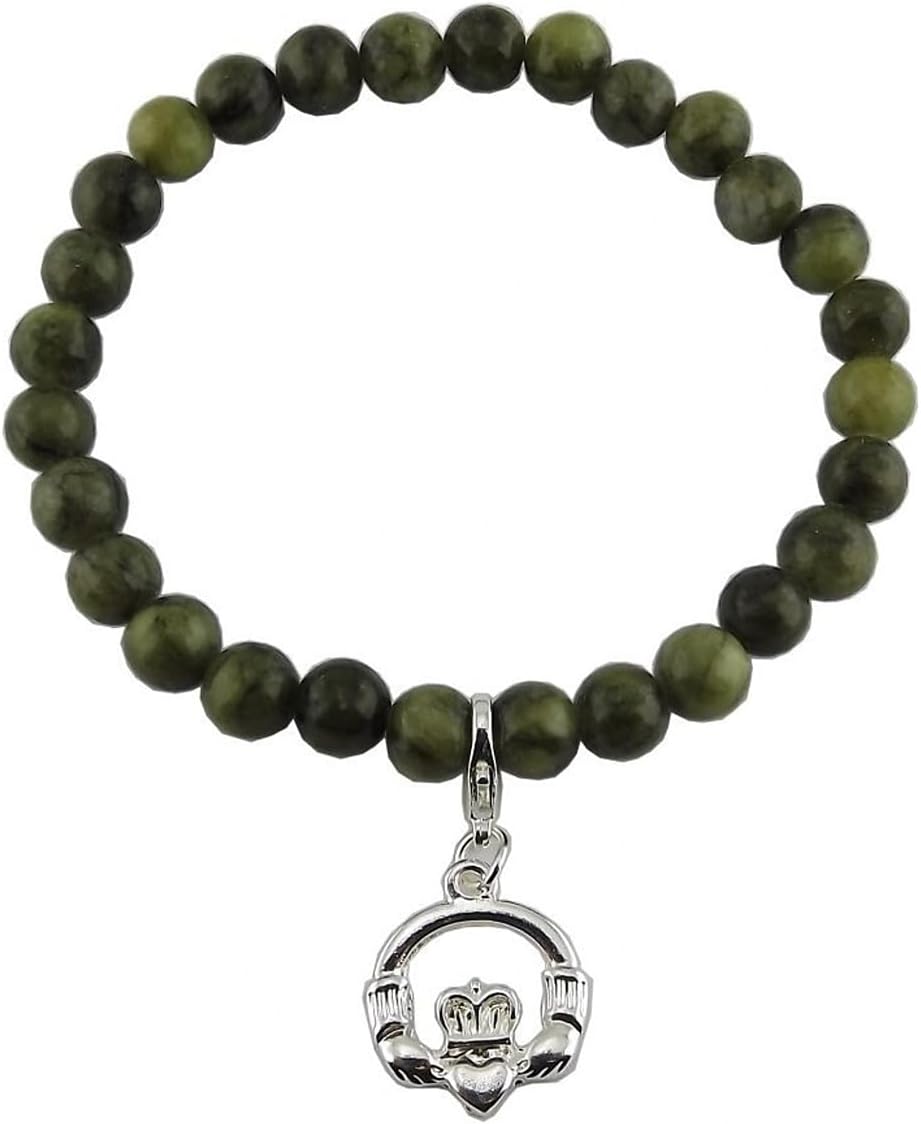 Connemara Marble Beads Green Bracelet Irish Charms Women Gift Birthday Present