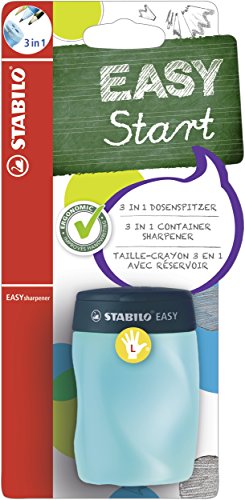 STABILO - Ergonomischer Dosen-Spitzer für Linkshänder - EASYsharpener - 3 in 1 - petrol - Blister