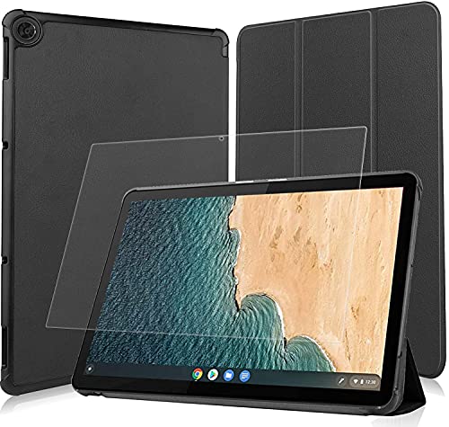 FOR Lenovo IdeaPad Duet Chromebook 10.1 ケース FOR Lenovo IdeaPad Duet Chromebook 10.1 保護カバー衝撃吸収 + FOR Lenovo IdeaPad Duet Chromebook 10.1 強化ガラスフィルム 表面硬度9H 飛散防止処理 タブレット 専用 液晶保護フィルム 全面保護