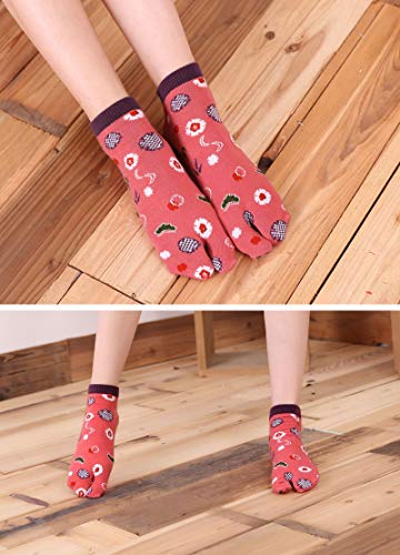 Image of Artfasion Women Flip Flop Socks - Tabi Ankle Sock Colorful Two Toe Finger Running Socks for Womens Girls