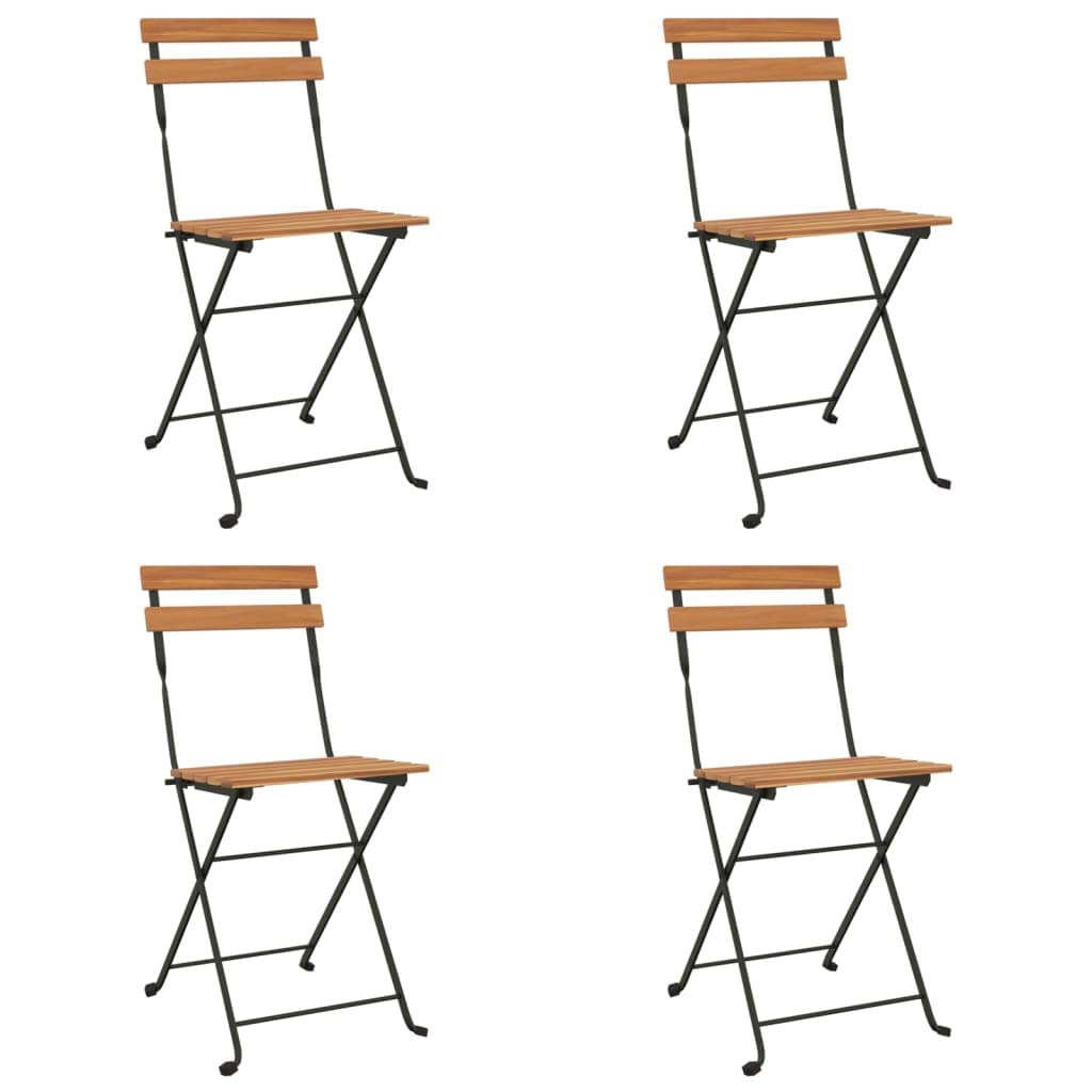 vidaXL Sillas cafetería Plegables 4 uds Acero y Madera Maciza de Teca